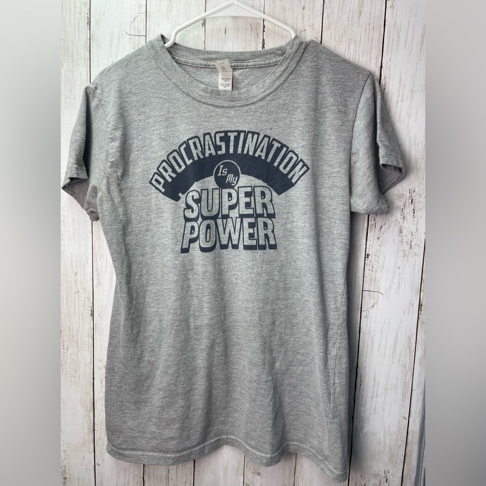 Tultex “Procrastination” Heather Gray Tee size XL